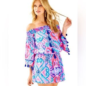 Lilly Pulitzer Joelle Off The Shoulder Tunic Dress Printed Smocked Dress